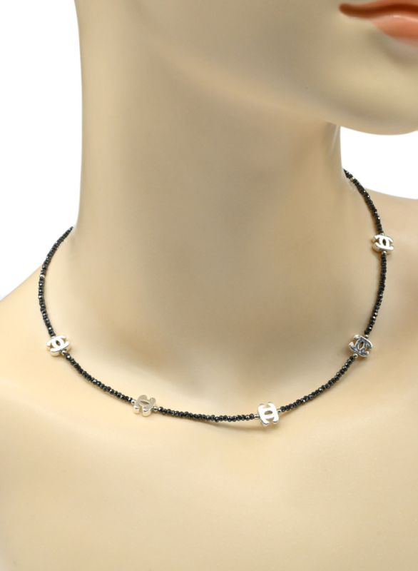 Hematite choker ball 2mm, insert 8*6mm silver color, 40cm