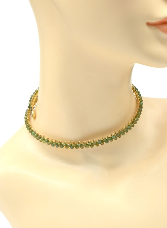 Green garnet choker (grossular) ball 3mm, 43cm