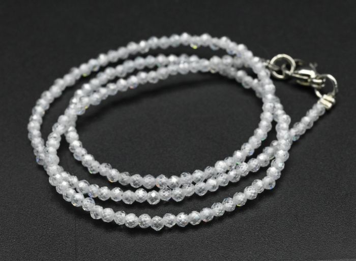 Choker made of faceted small beads 2mm, cubic zirconia, 38cm