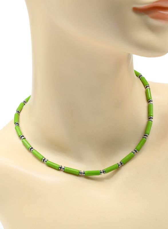 Choker made of tinted caholong cylinder 4*13mm color-filled, 39cm