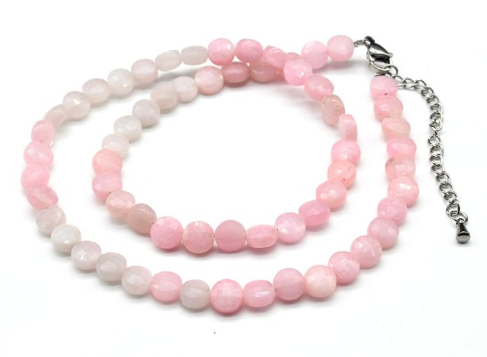 Calcite choker circle 6mm, rose color, 39.5cm