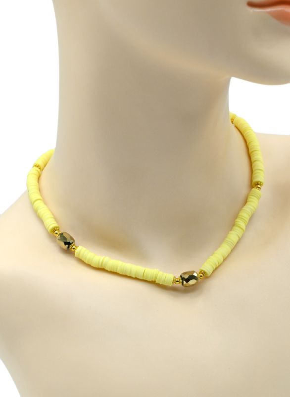 Choker on the neck made of rubber with zircon yellow, 40cm