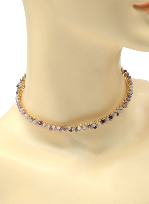 Kunzite choker ball 3mm, 43cm