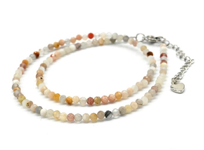 Moonstone choker (adular) and Brazilian agate ball 3mm, 38cm