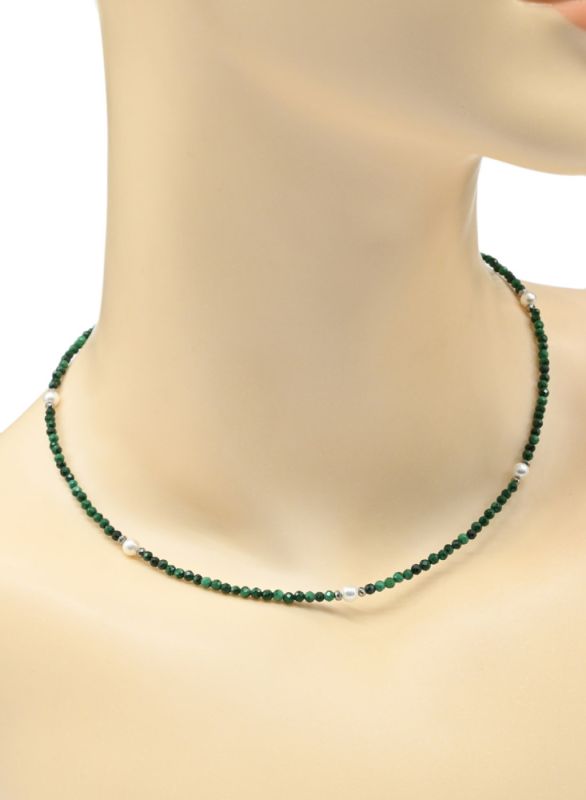 Malachite choker ball 2.5mm, majorca insert ball 4mm, 39cm