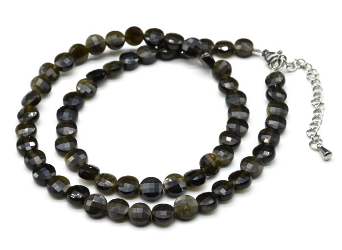 Choker made of obsidian rainbow circle 6mm, 39.5cm