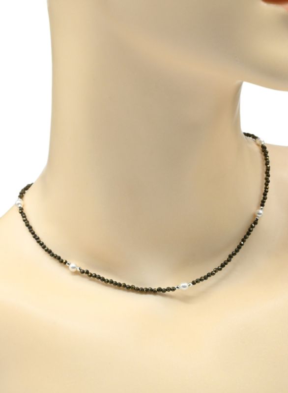 Pyrite choker ball 2mm, majorca insert ball 4mm, 40cm