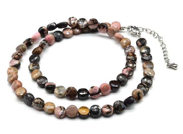 Choker made of rhodonite circle 6mm, 39.5cm