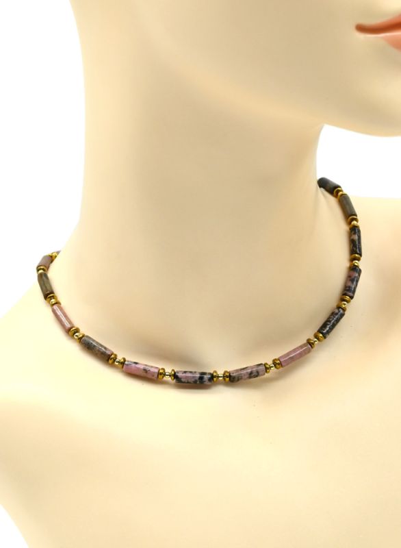 Rhodonite choker cylinder 4*13mm, 39cm