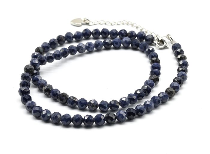 Choker made of sapphire ball 5mm, 39cm