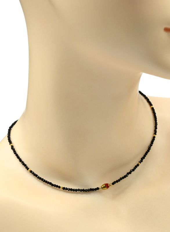 Spinel choker "Oval" ball 2mm black, 39cm