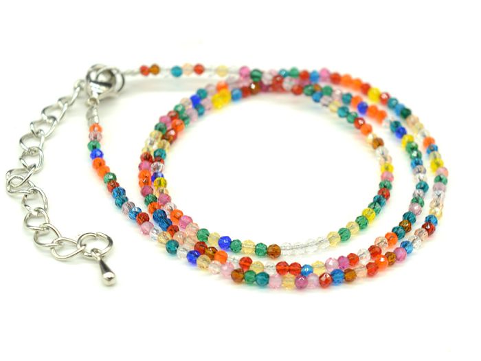 Choker made of spinel ball 2mm assorted color, 39cm