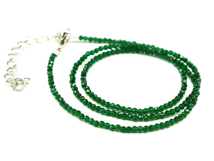 Choker made of spinel ball 2mm color emerald, 39cm