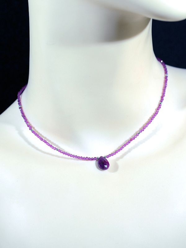 Choker made of spinel ball 2mm colormaline with ruby, 37cm