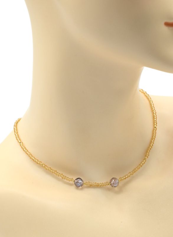 Zircon choker rondel 2.5mm color champagne, 39cm