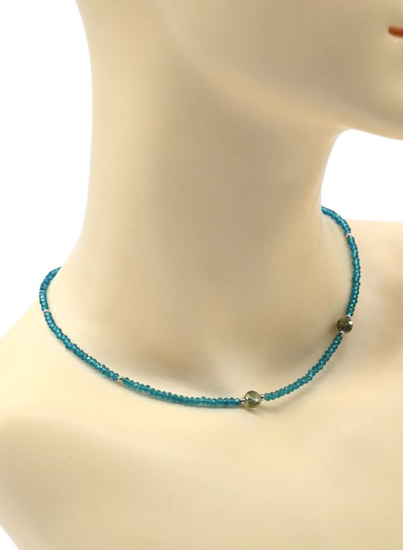 Zircon choker rondel 3mm turquoise color, 40cm