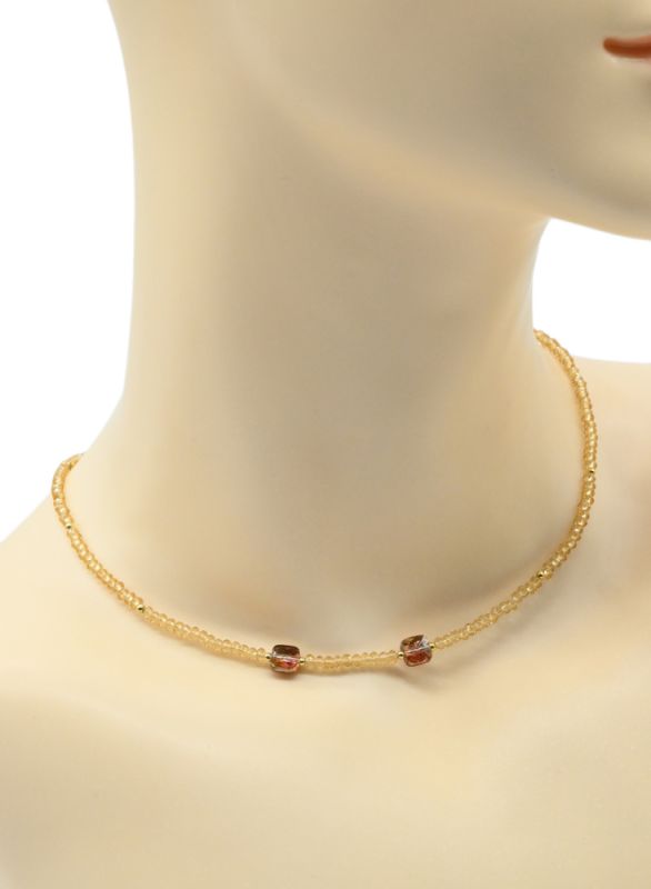 Zircon choker rondel 3mm tsvetshampan, 39cm