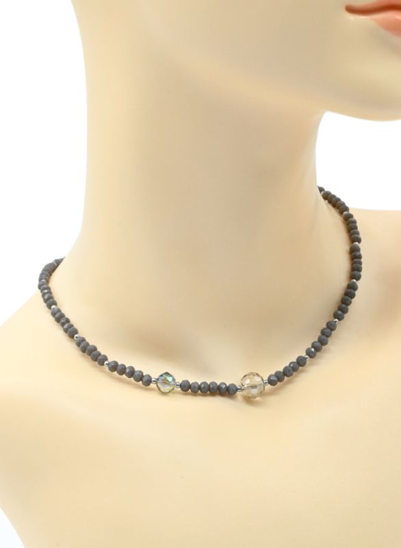 Zircon rondel choker 4*3mm smoky color, 39cm