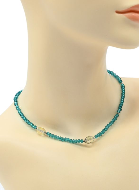 Zircon choker rondel 4mm turquoise color, 40cm