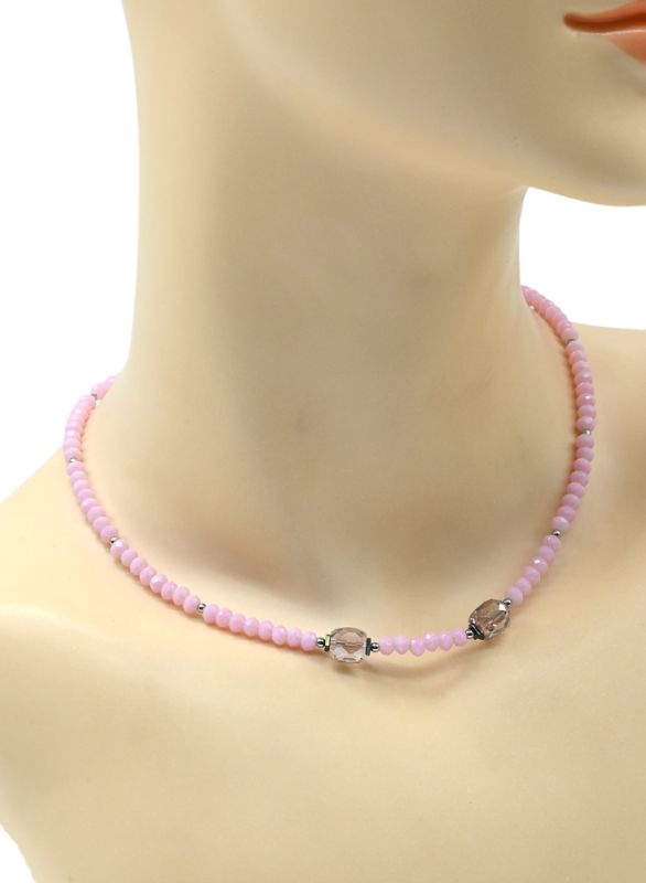 Zircon choker rondel 4mm rose color, 40cm