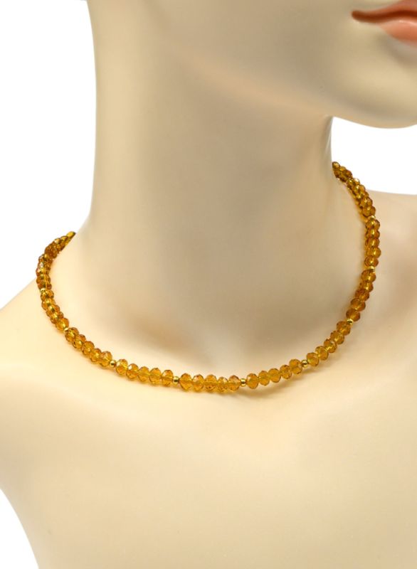 Zircon rondel choker 5*4mm honey color, 41cm