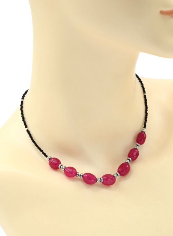 Zircon choker with calcite galtovka 7*10mm color club, 38cm