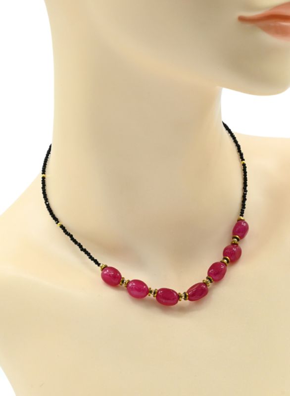 Zircon choker with calcite galtovka 7*10mm color club, 39cm