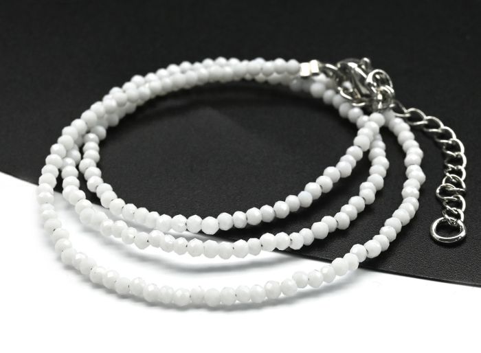 Zircon choker ball 2mm color white, 37cm