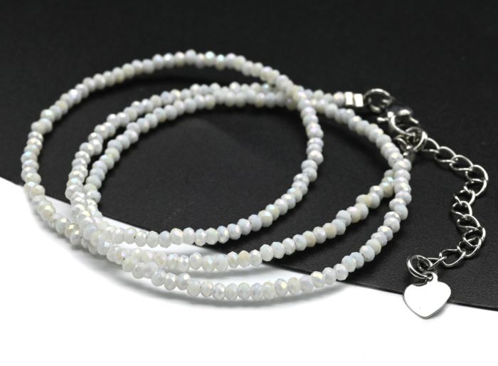 Zircon choker ball 2mm white chameleon, 37cm