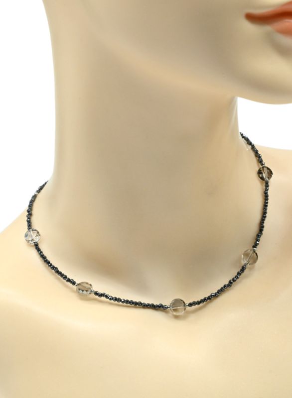 Zircon choker ball 2mm color graphite, 39cm