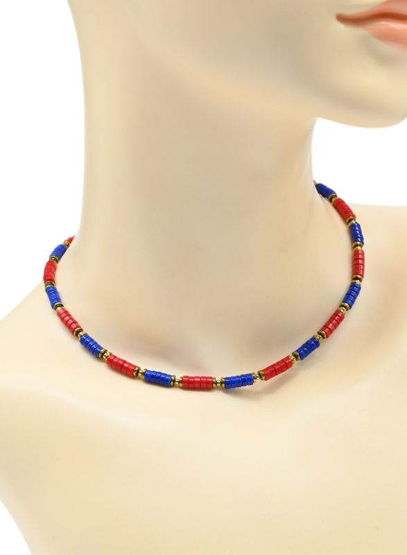 Choker on the neck disc 4*2mm color red, blue, 38cm