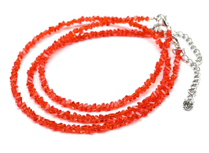 Choker on the neck and bracelet made of zircon cut 3mm color.scarlet, 40cm, 17cm