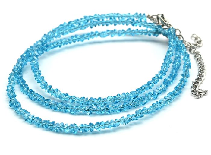 Neck choker and zircon bracelet cut 3mm blue, 40cm, 17cm