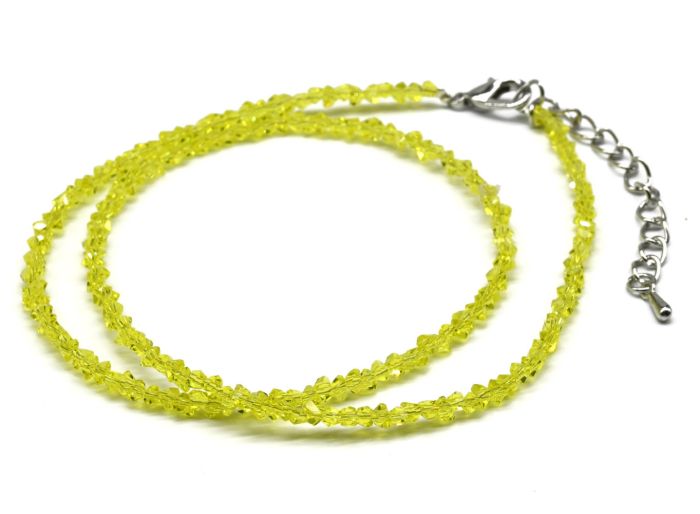 Women's neck choker made of zircon cut 2mm lemon color, 40cm