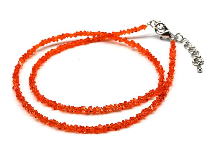 Women's neck choker made of zircon cut 2mm orange, 40cm