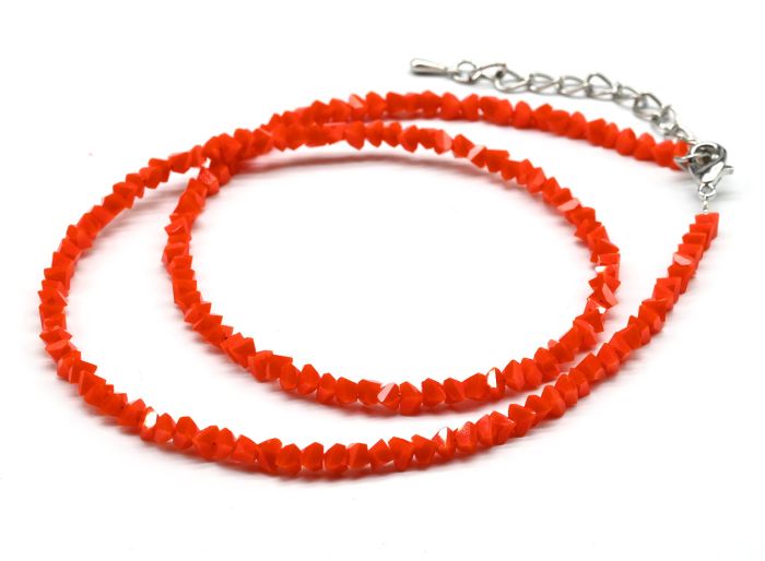 Women's neck choker made of zircon cut 3mm orange color, 40cm