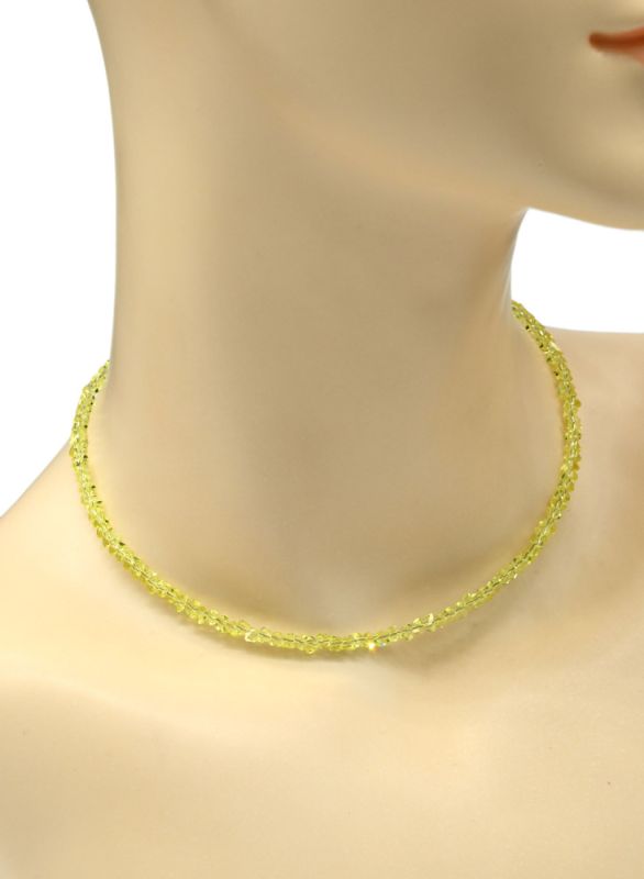 Women's neck choker made of zircon cut 4mm lemon color, 35cm.