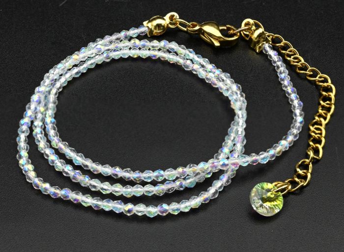 Women's neck choker made of zircon ball 2mm chameleon crystal, 40cm