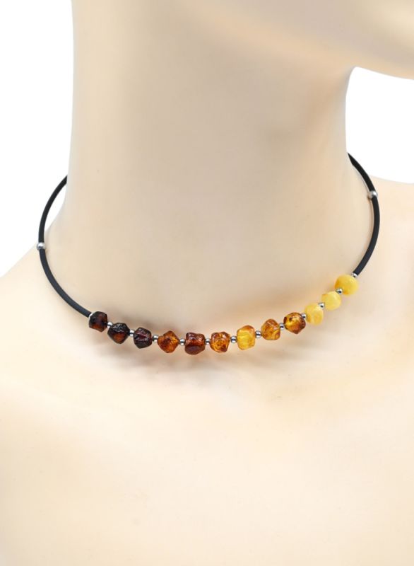 Choker with amber "kusanka" 6-7mm color assorted, 44cm