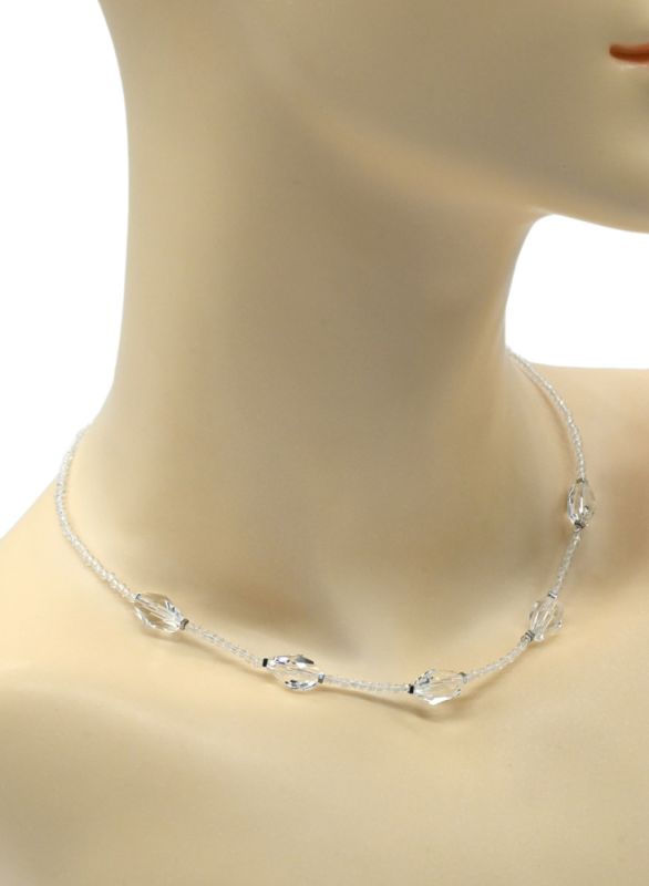 Women's choker made of zircon ball 2mm color crystal, 40cm