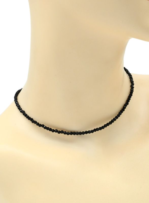 Women's choker made of zircon ball 3mm black, 38cm