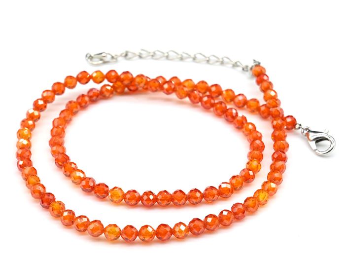 Choker made of cubic zirconia ball 4mm, orange color, 40.5cm