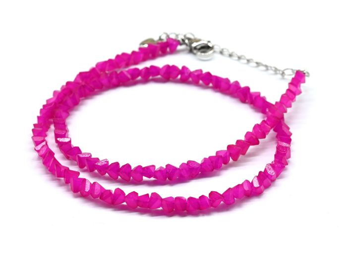 Women's neck choker made of zircon cut 3mm fuchsia, 34cm