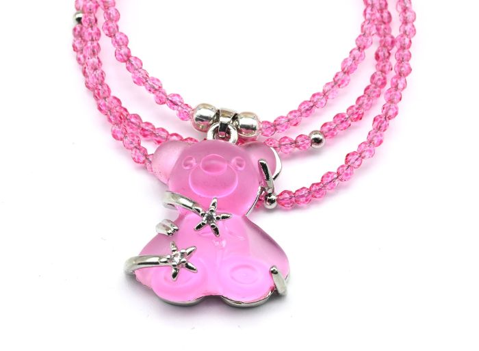 Teddy Bear pendant on a choker made of zircon 2mm rose color, 39cm