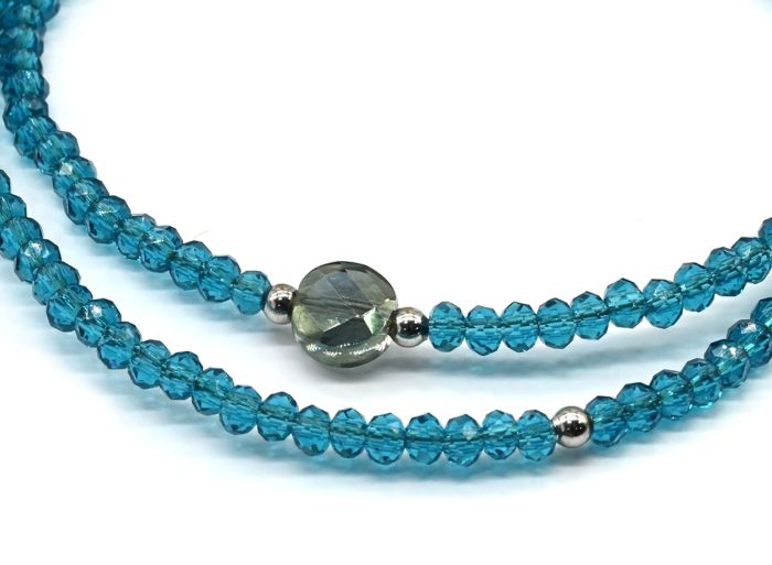 Zircon choker rondel 3mm turquoise color, 40cm