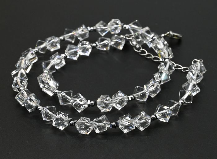 Zircon choker cube 6mm color crystal, 40cm