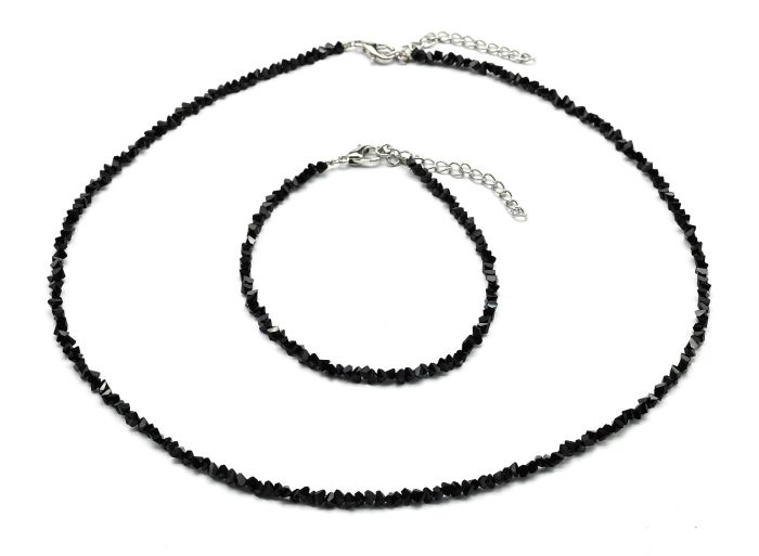 Neck choker and zircon bracelet cut 3mm black, 40cm, 17cm