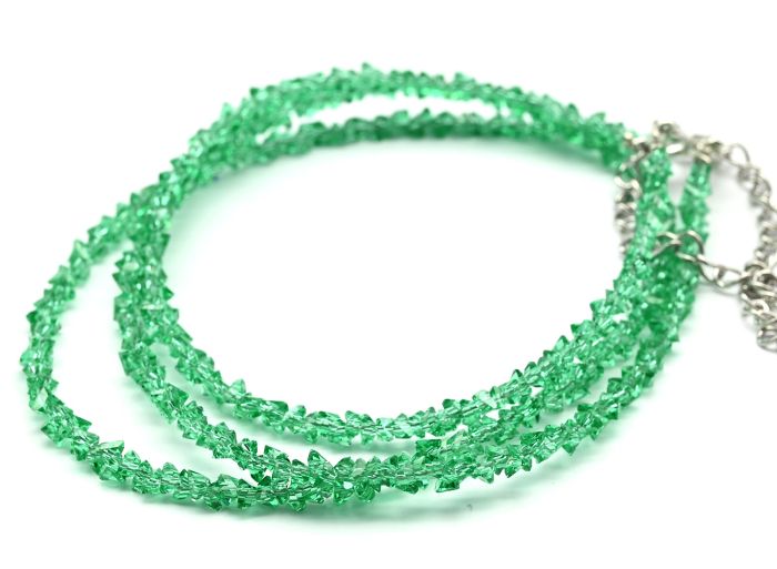 Neck choker and zircon bracelet cut 3mm emerald color, 39cm, 17cm