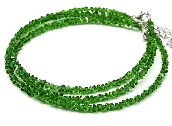 Neck choker and zircon bracelet cut 3mm green, 40cm, 17cm