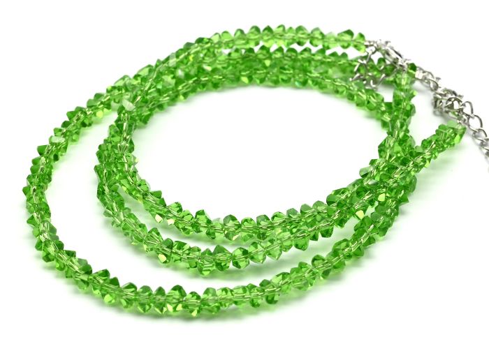 Choker with a bracelet for women made of zircon cut 4mm green, 39cm, 17cm